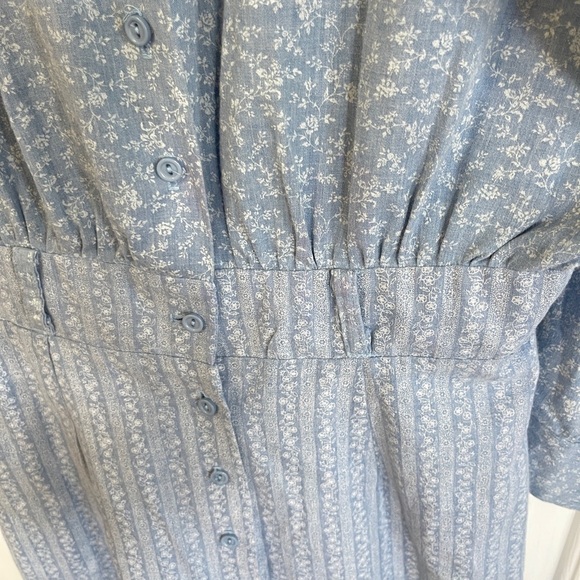 Vintage Cotton House Dress Made In USA Size 9/10  70s 80’s  Blue Floral - Picture 6 of 10